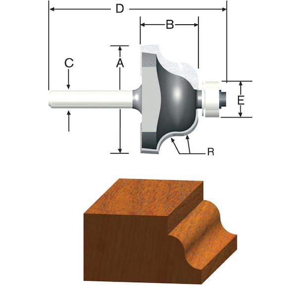 Vermont American 1-1/8 in. D X 5/32 in. X 2-1/8 in. L Carbide Tipped Roman Ogee Router Bit 23149 - main